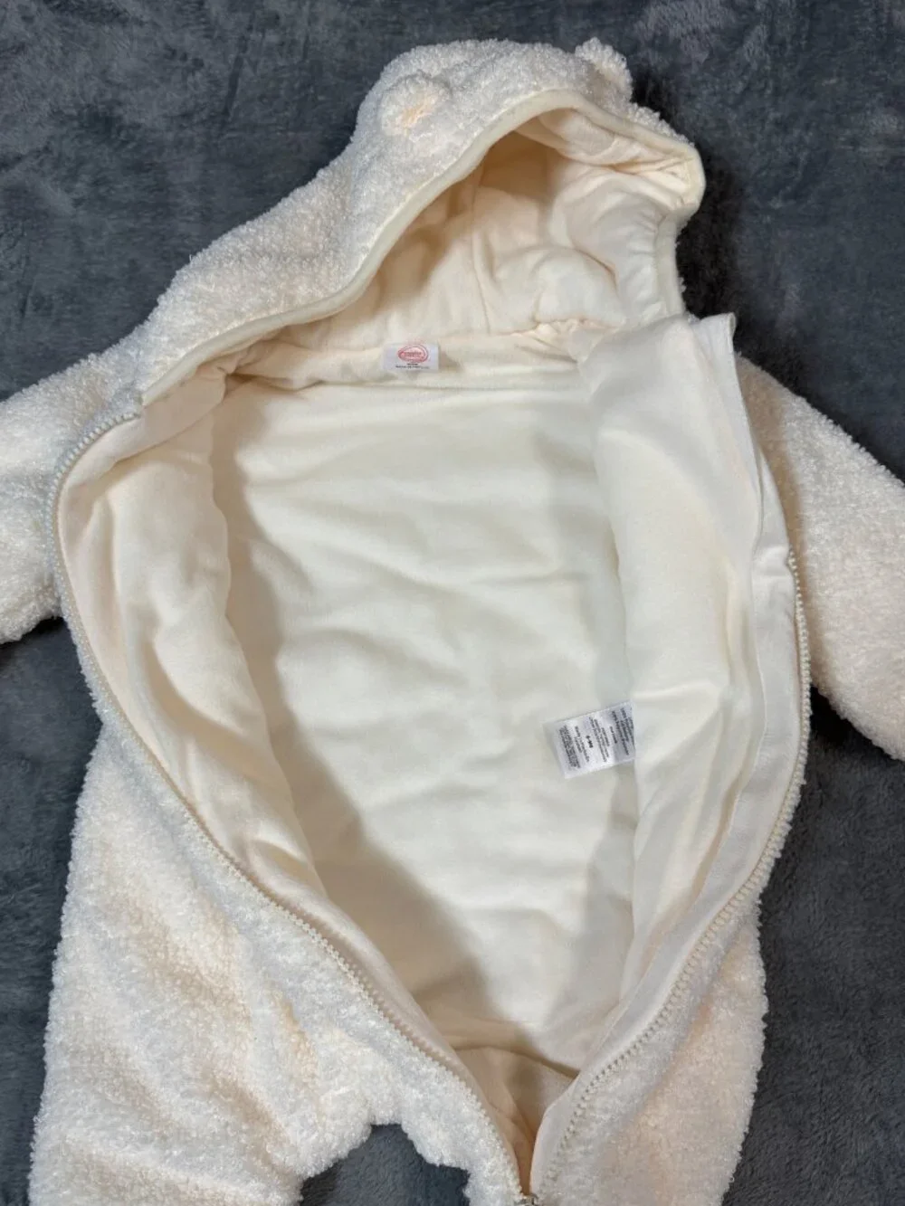 Wonder Nation Baby Cream Sherpa Bear Hooded Bunting 6–9 Months